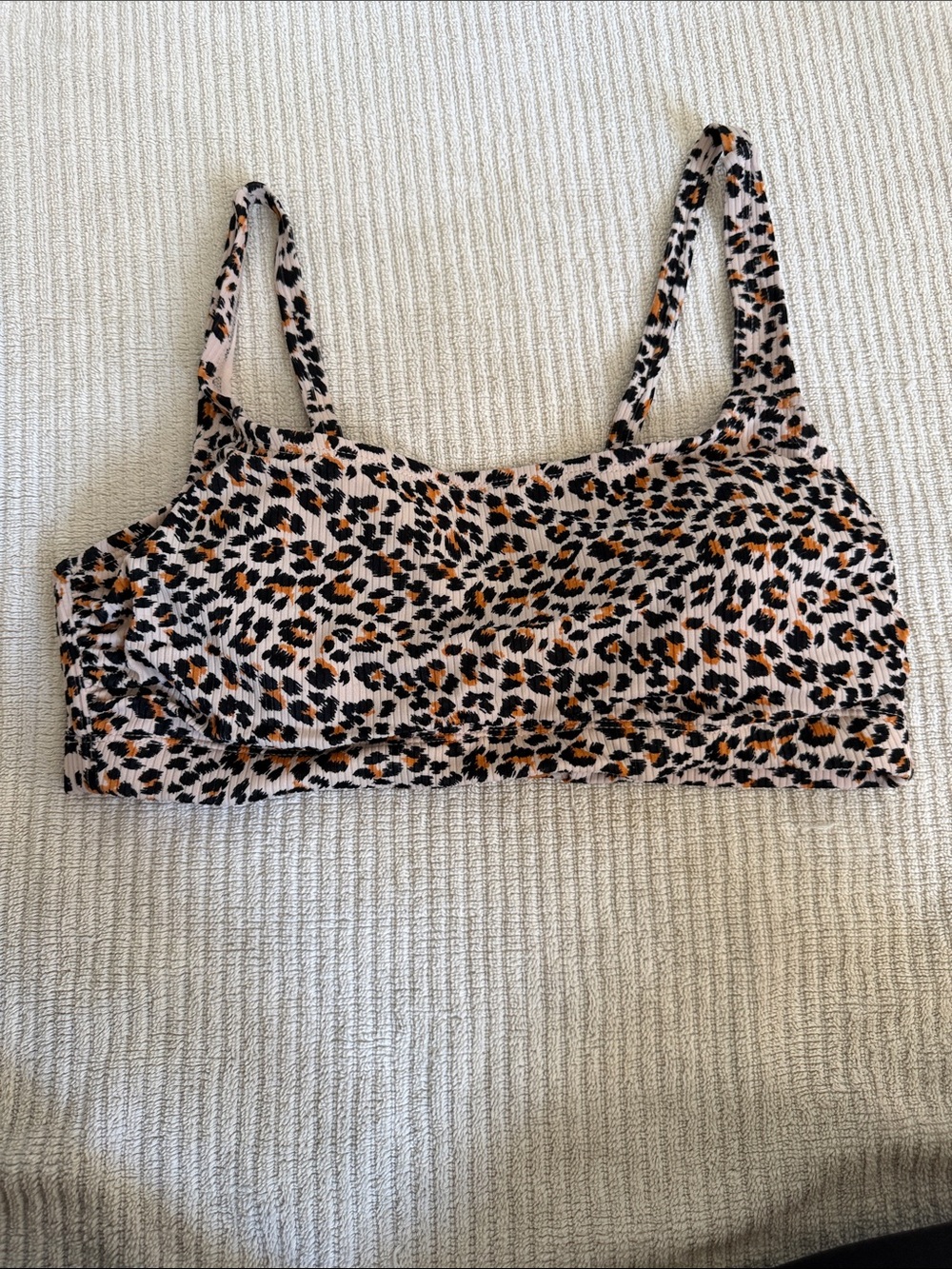 Xhilaration Leopard Print Bikini Top in Beige, Black & Orange
